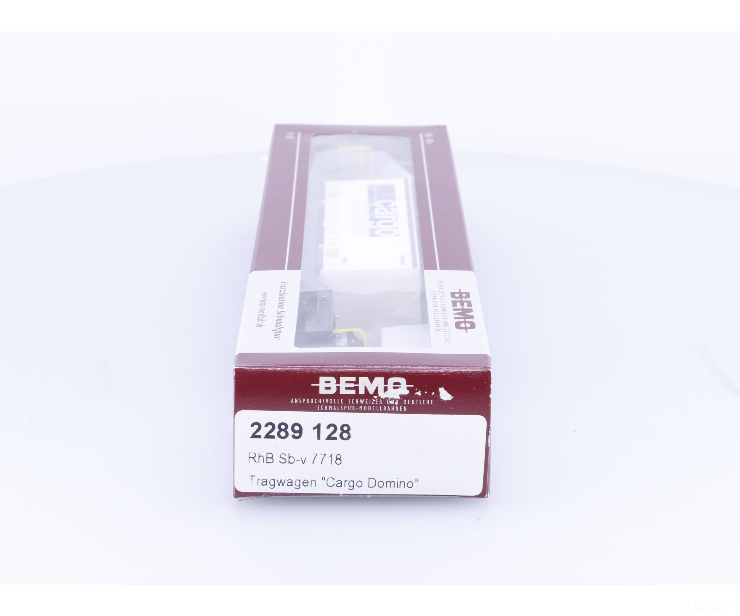 Bemo 2289128 HOm RhB Flat Car with Cargo Domino Container Load Sbv7718 - European Freight Cars