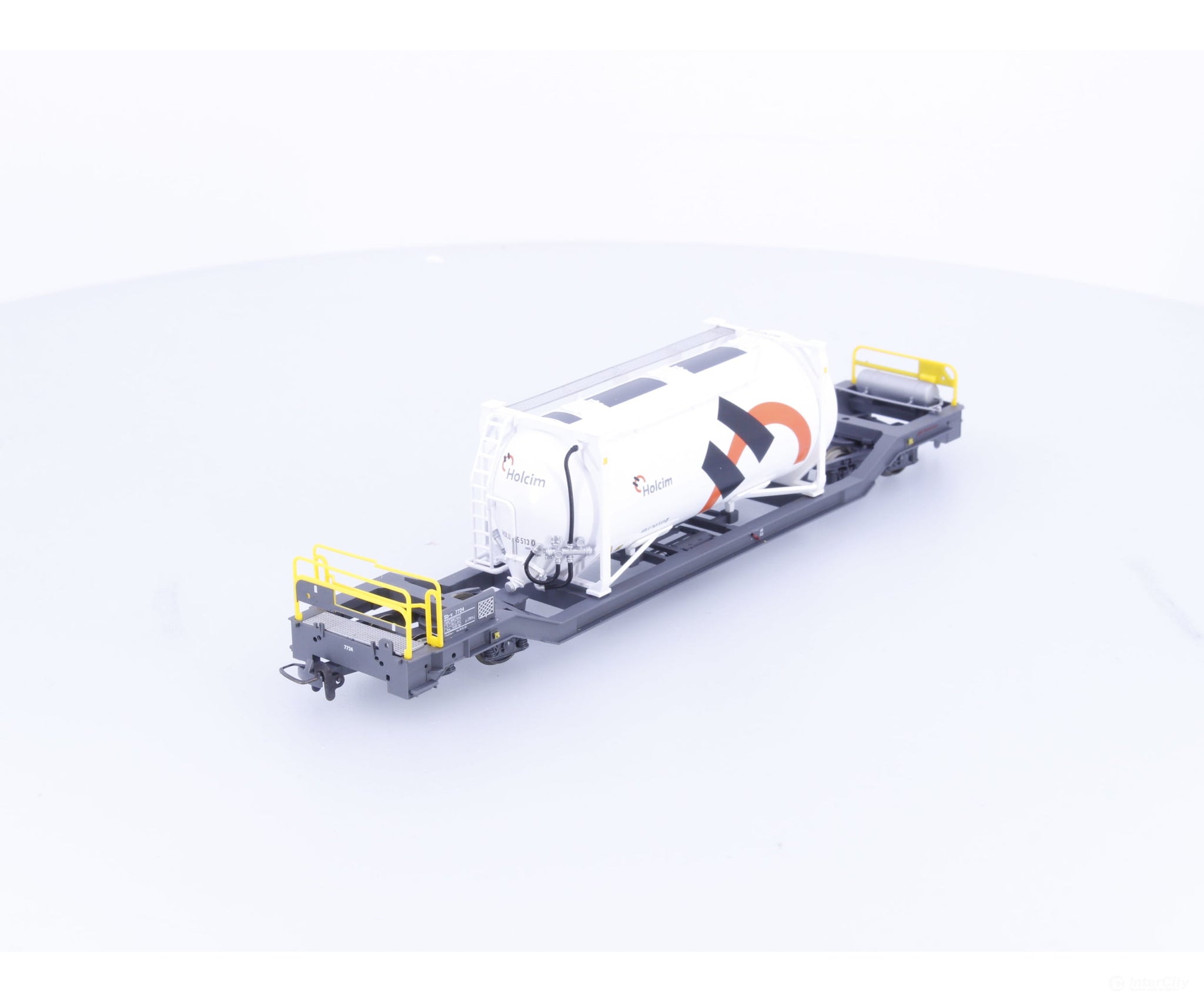 Bemo 2289134 HOm RhB Zement-Wechselbehalterwagen Depressed Flatcar Holcim Sbv7724 - European Freight Cars
