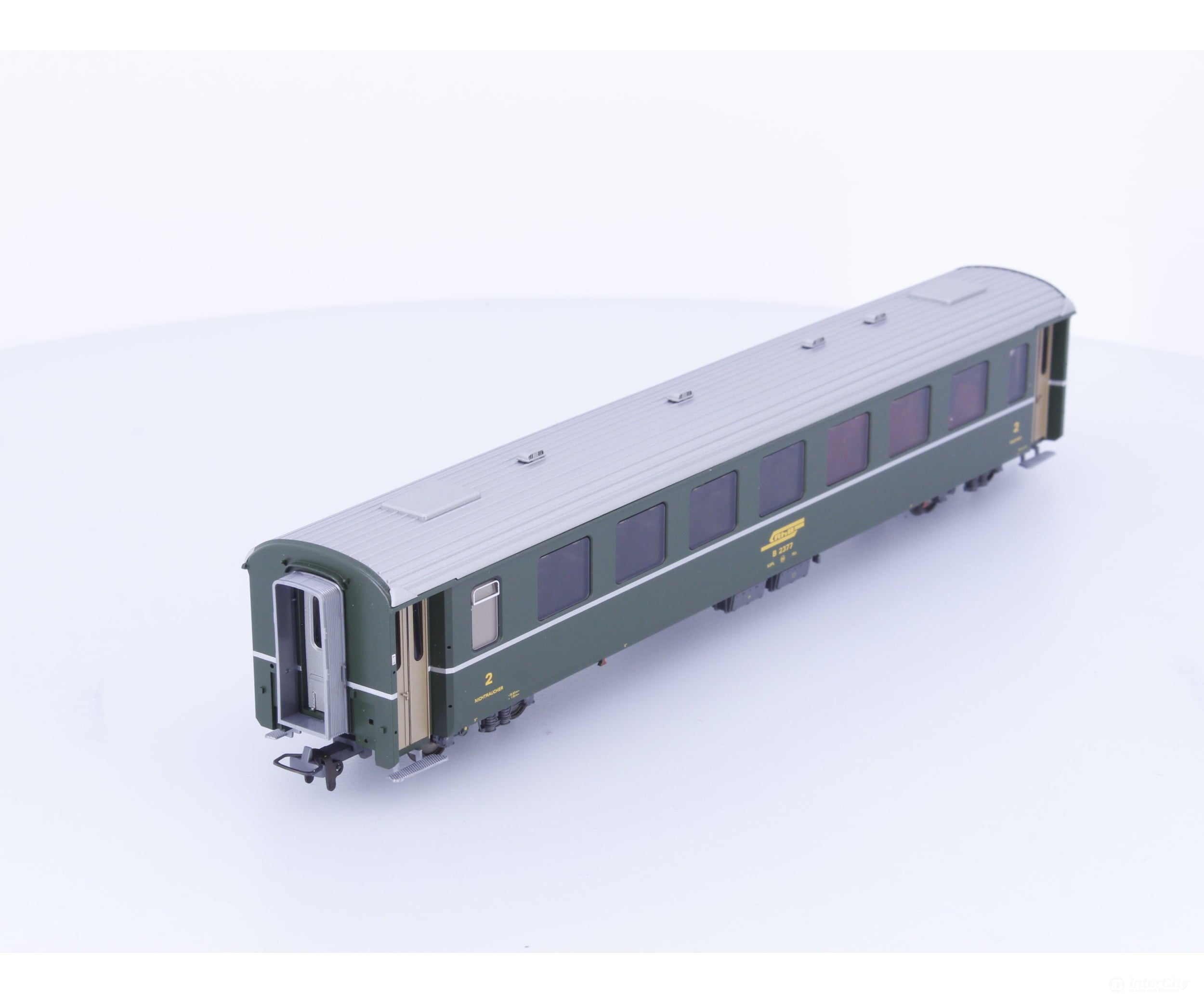 Bemo 3240117 HOm RhB 2nd Class Passenger Car grun EW II B2377 - European Passenger Cars