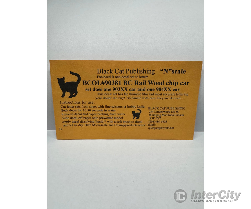 Black Cat Decals Bcol90381 N Scale Bc Rail Wood Chip Car