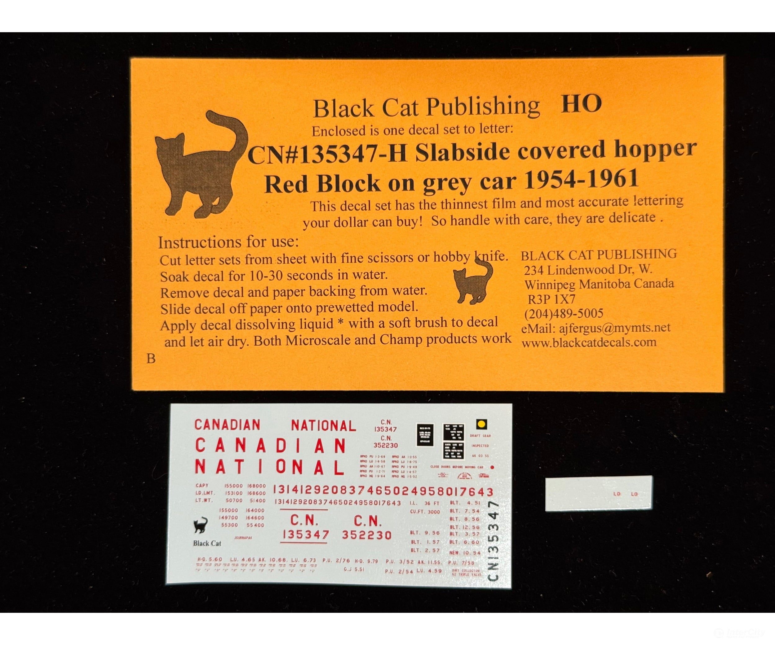 Black Cat Decals CNR135347-H HO CNR Slabside Covered Hopper Red Block on Grey Car 1954-1961 - Decals