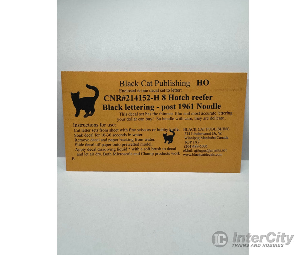 Black Cat Decals Cnr214152-H Ho 8 Hatch Reefer - Post 1961 Noodle