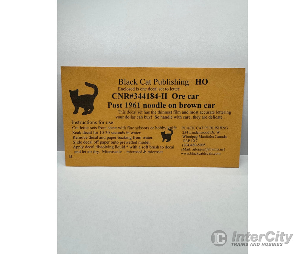 Black Cat Decals Cnr344184-H Ho Cnr Ore Car Post ’61 Noodle Scheme