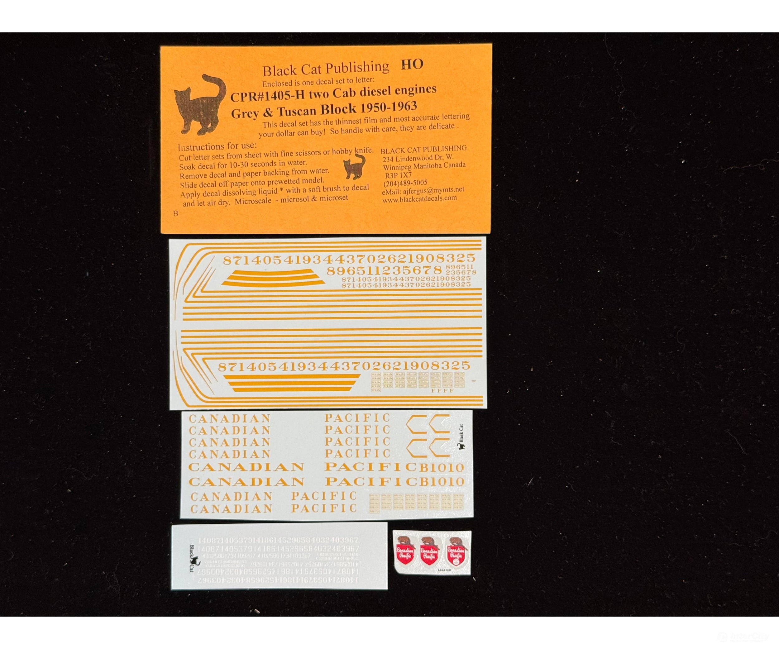 Black Cat Decals CPR1405-H HO Two Cab Diesel Engines Grey & Tuscan Block 1950-1963 - Decals
