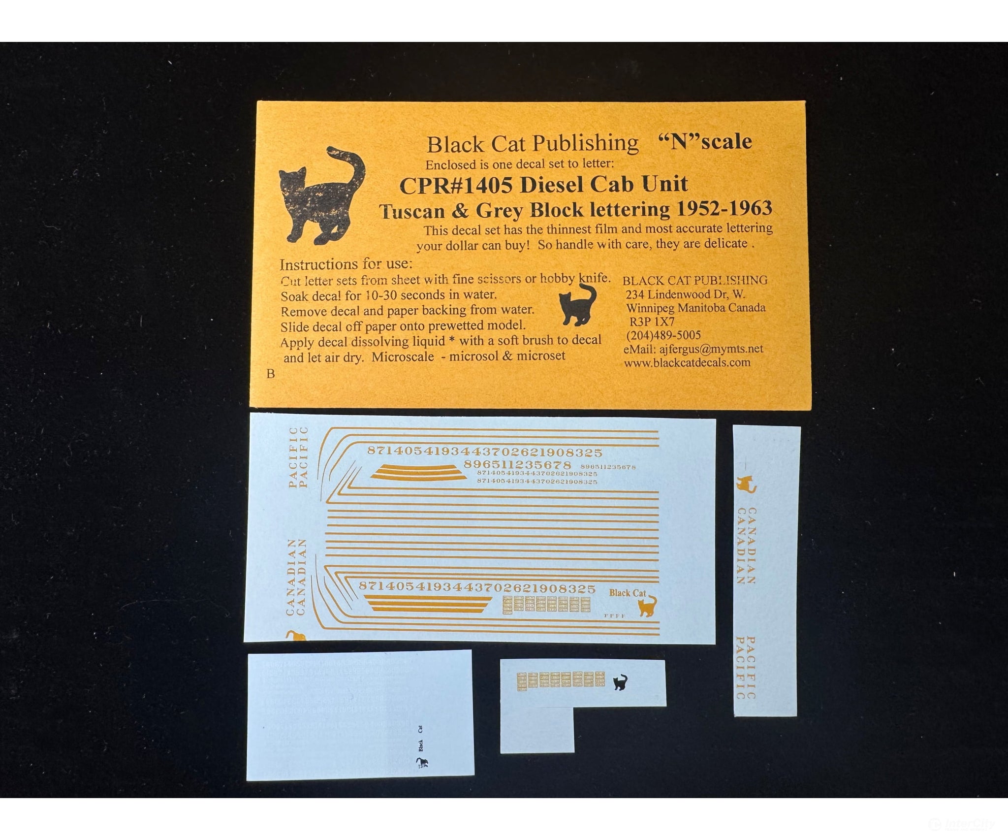 Black Cat Decals CPR1405-N N Scale Two Tuscan & Grey Cab Diesel Block Lettering- 52- 63 - Decals