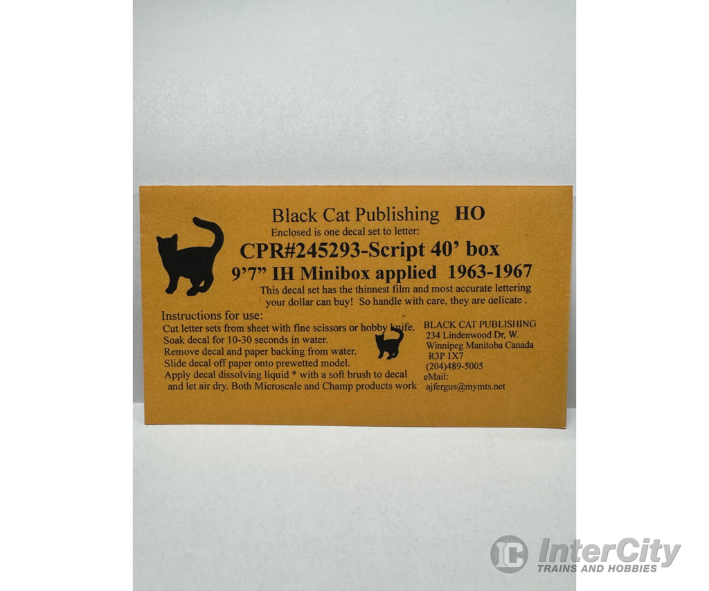 Black Cat Decals Cpr245293-Script Ho 40’ Box 9’7’’ Ih Minibox Applied 1963-1967