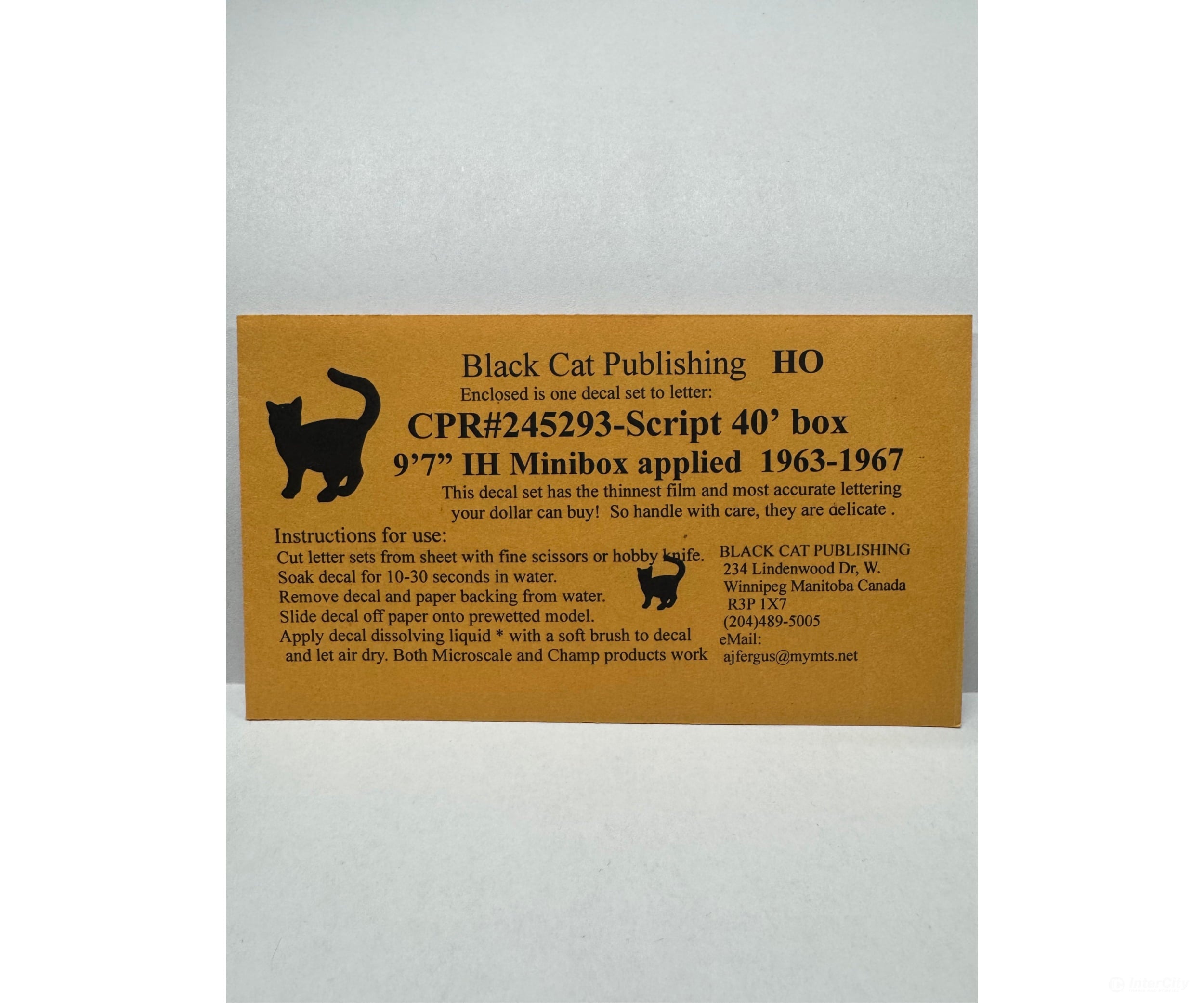 Black Cat Decals Cpr245293-Script Ho 40’ Box 9’7’’ Ih Minibox Applied 1963-1967