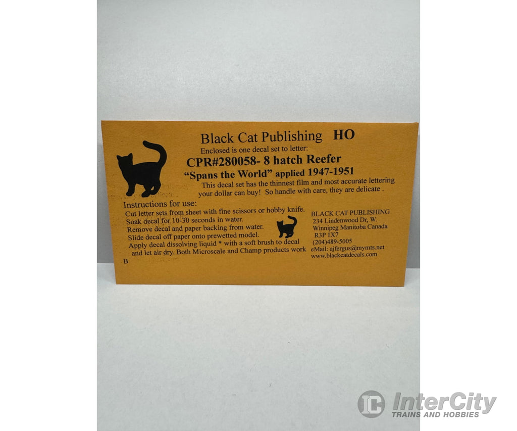 Black Cat Decals Cpr280058H Ho 8 Hatch Reefer Spans The World 1947-1951