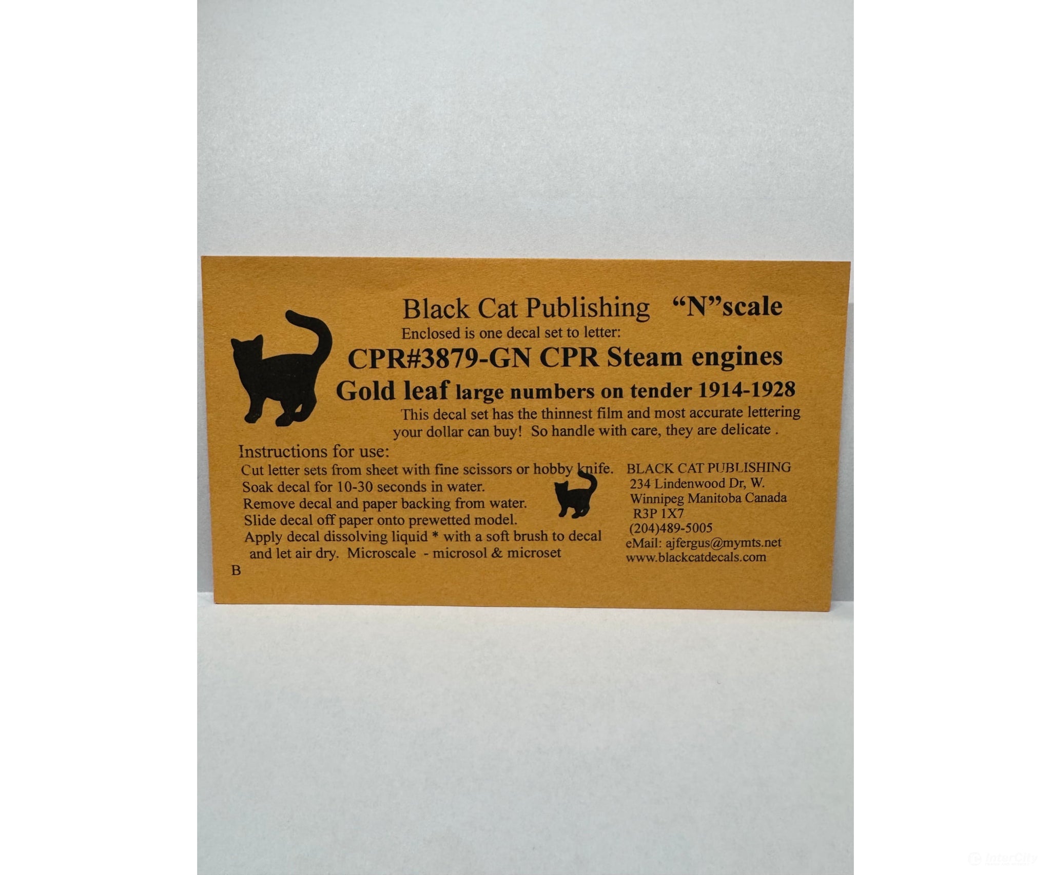 Black Cat Decals Cpr3879-Gn N Cpr 1914-1928 Passenger Steam Engines In Gold Leaf