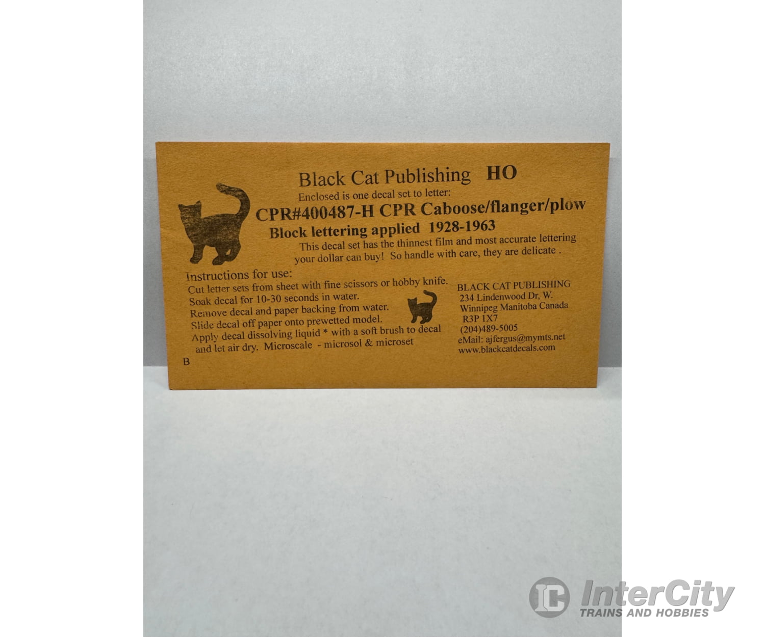 Black Cat Decals Cpr400487-H Ho Caboose/Flanger/Plow Block Lettering 1928-1963