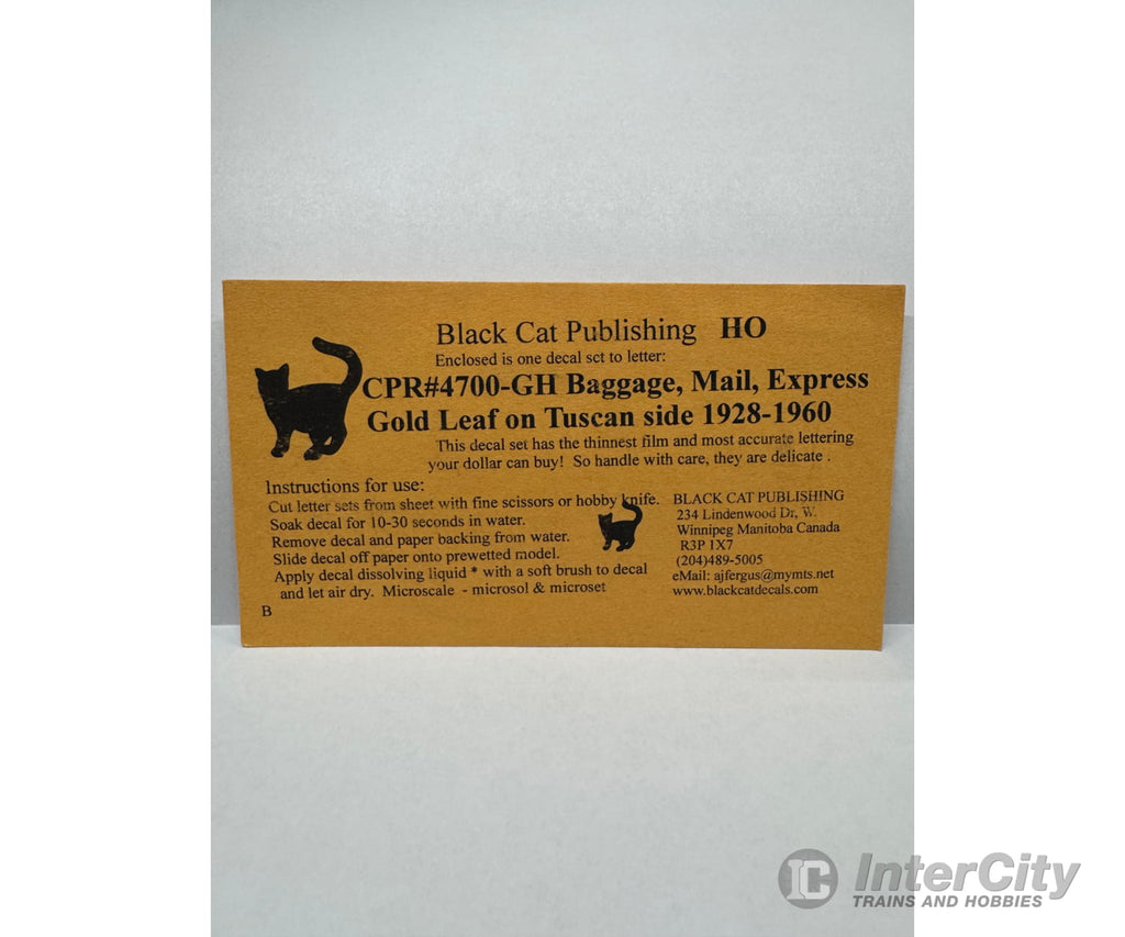 Black Cat Decals Cpr4700-Gh Ho Lightweight Curved Baggage/Express Car In Gold Leaf (Gl)