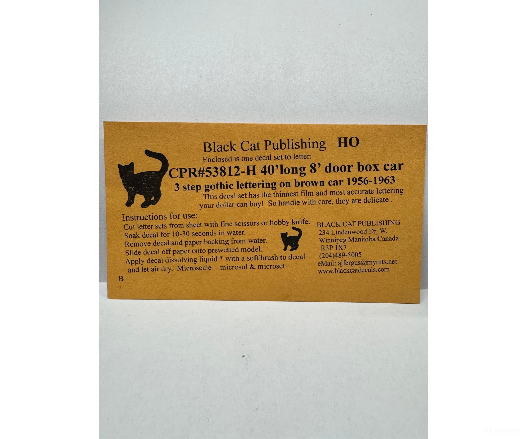 Black Cat Decals Cpr53812-H Ho 40’ Long 8’ Door Box Car 3 Step Gothic Lettering 1956-1963