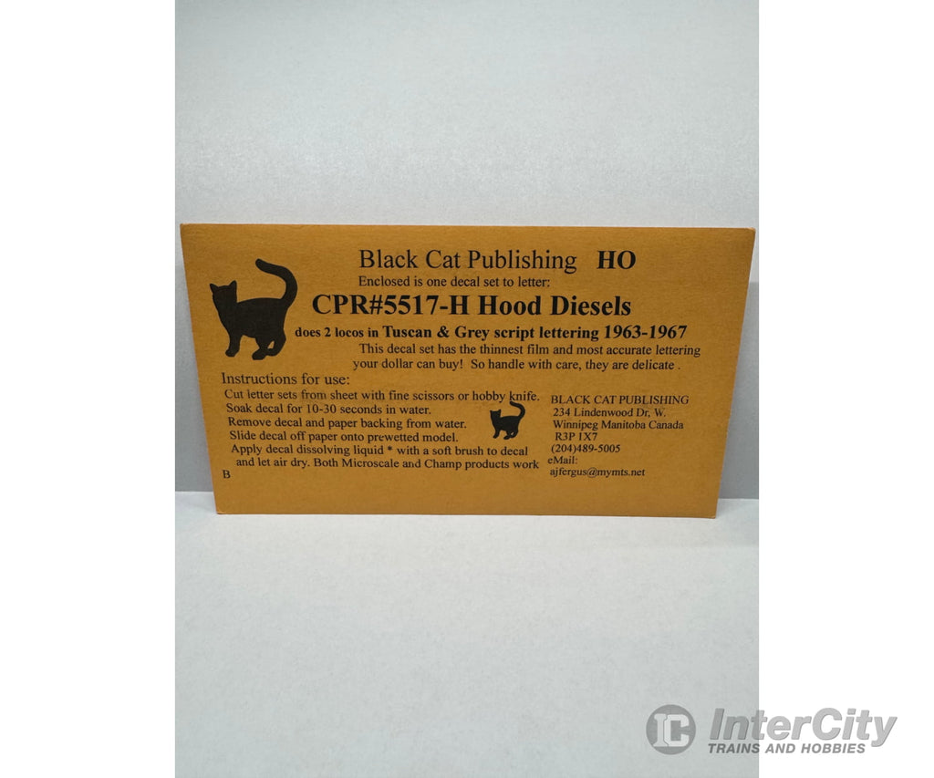 Black Cat Decals Cpr5517-H Ho Two Tuscan & Grey Hood Diesels Script Lettering 1963-1967