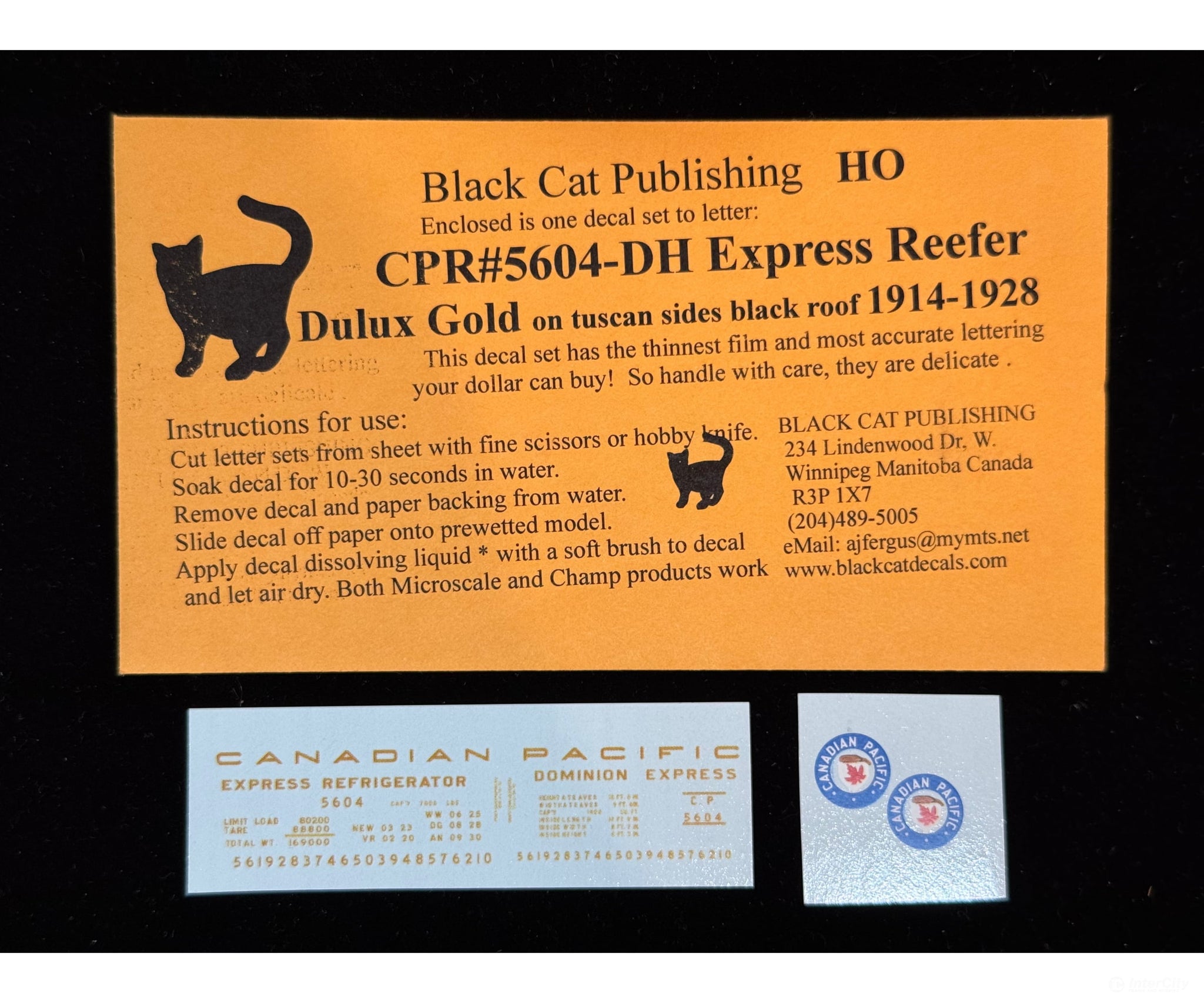 Black Cat Decals CPR5604-DH HO Express Reefer 1914-1928 era Dulux Gold - Decals