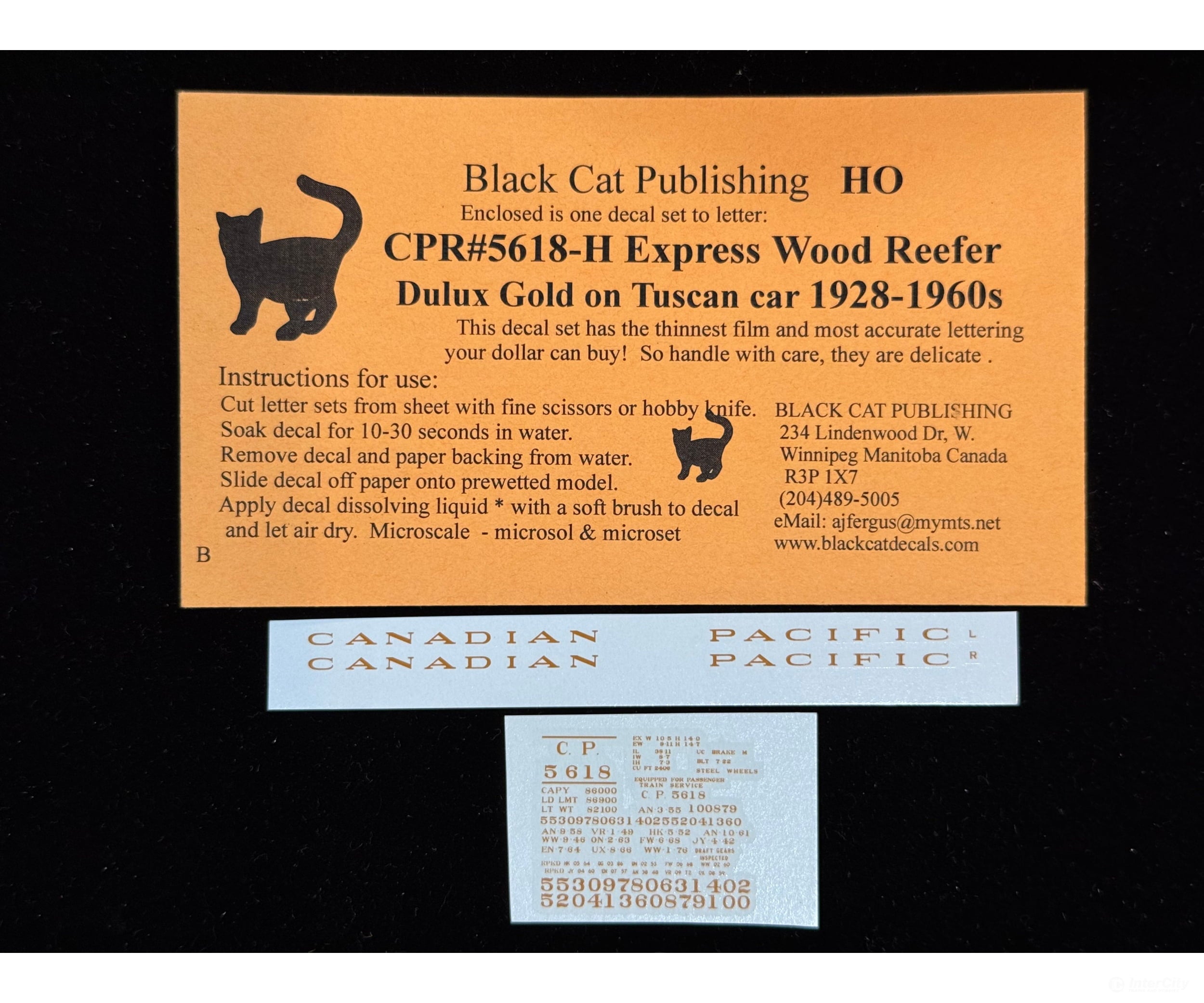 Black Cat Decals CPR5618-H HO Express Wood Reefer Dulux Gold on Tuscan Car 1928-1960’s - Decals