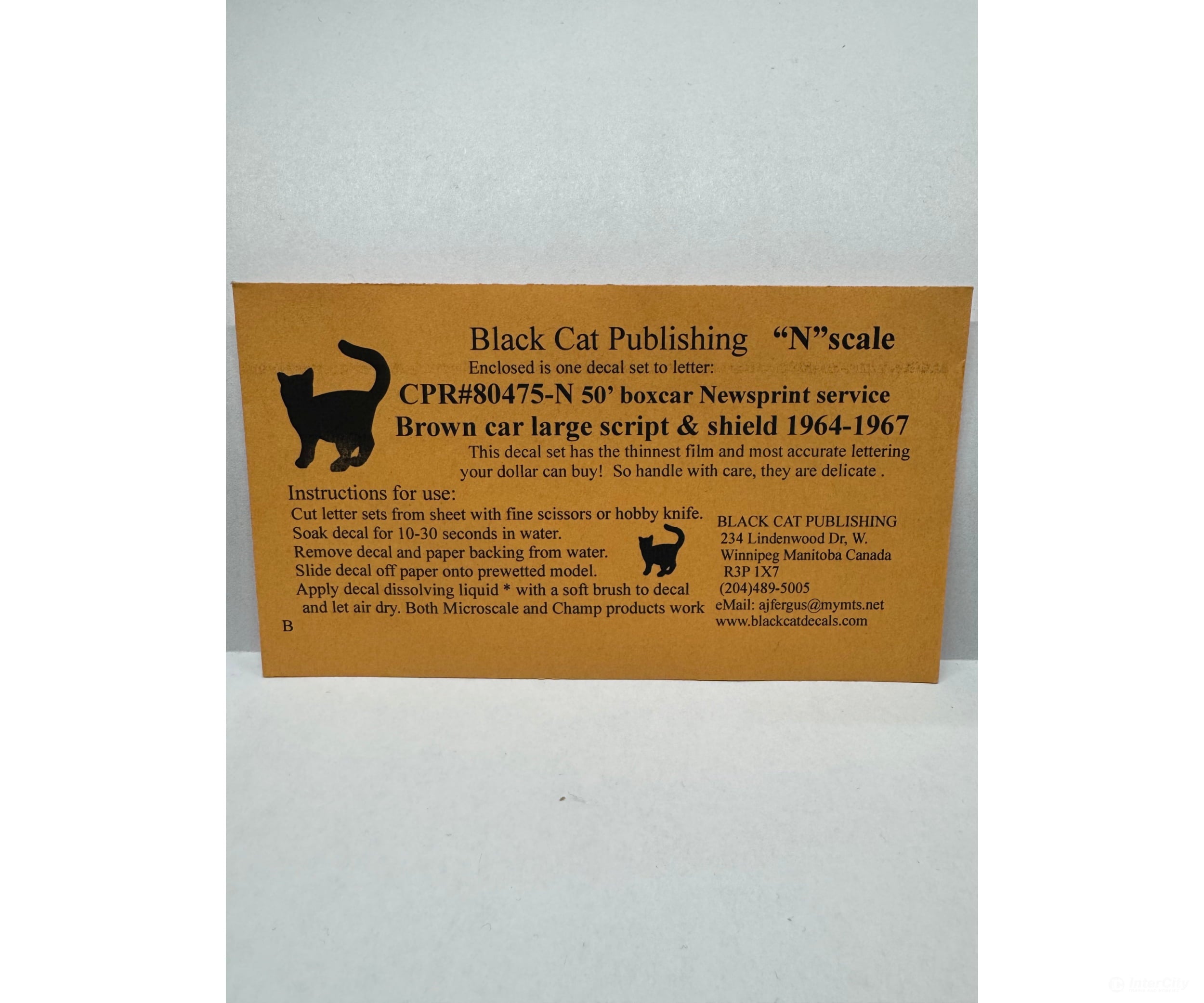 Black Cat Decals Cpr80475-N N Scale 50’ Boxcar Newsprint Service Large Script & Shield 1964-1967