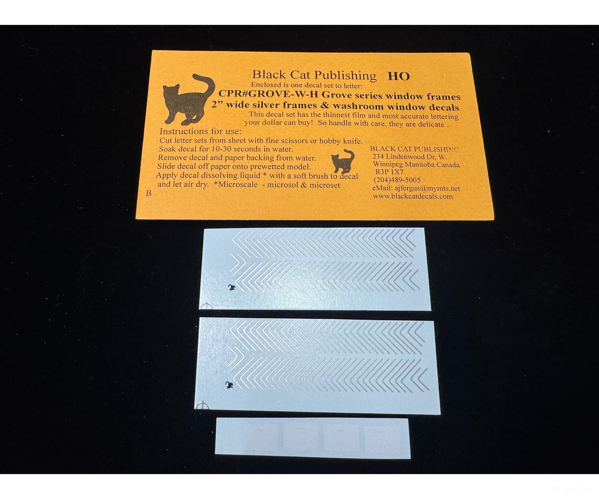 Black Cat Decals CPRGroveW-H HO Grove sleeper window frames Decals