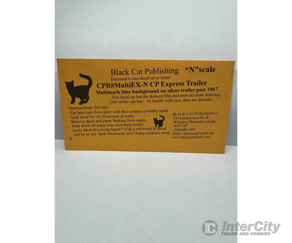 Black Cat Decals Cprmultiex-N N Scale Cp Express Trailer (Pacman Scheme)