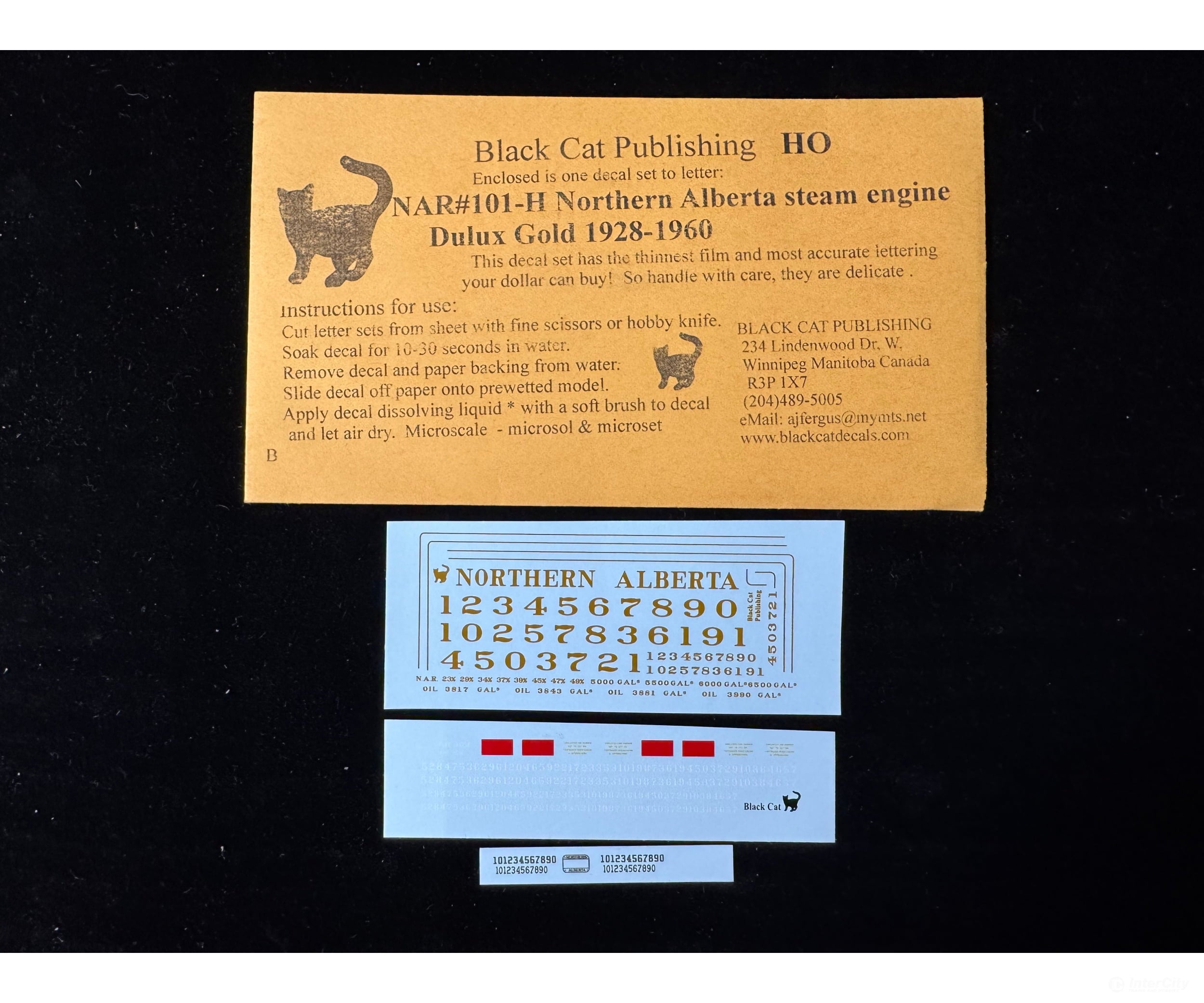 Black Cat Decals NAR101-H HO Northern Alberta Steam Engines Dulux Gold 1928-60 - Decals