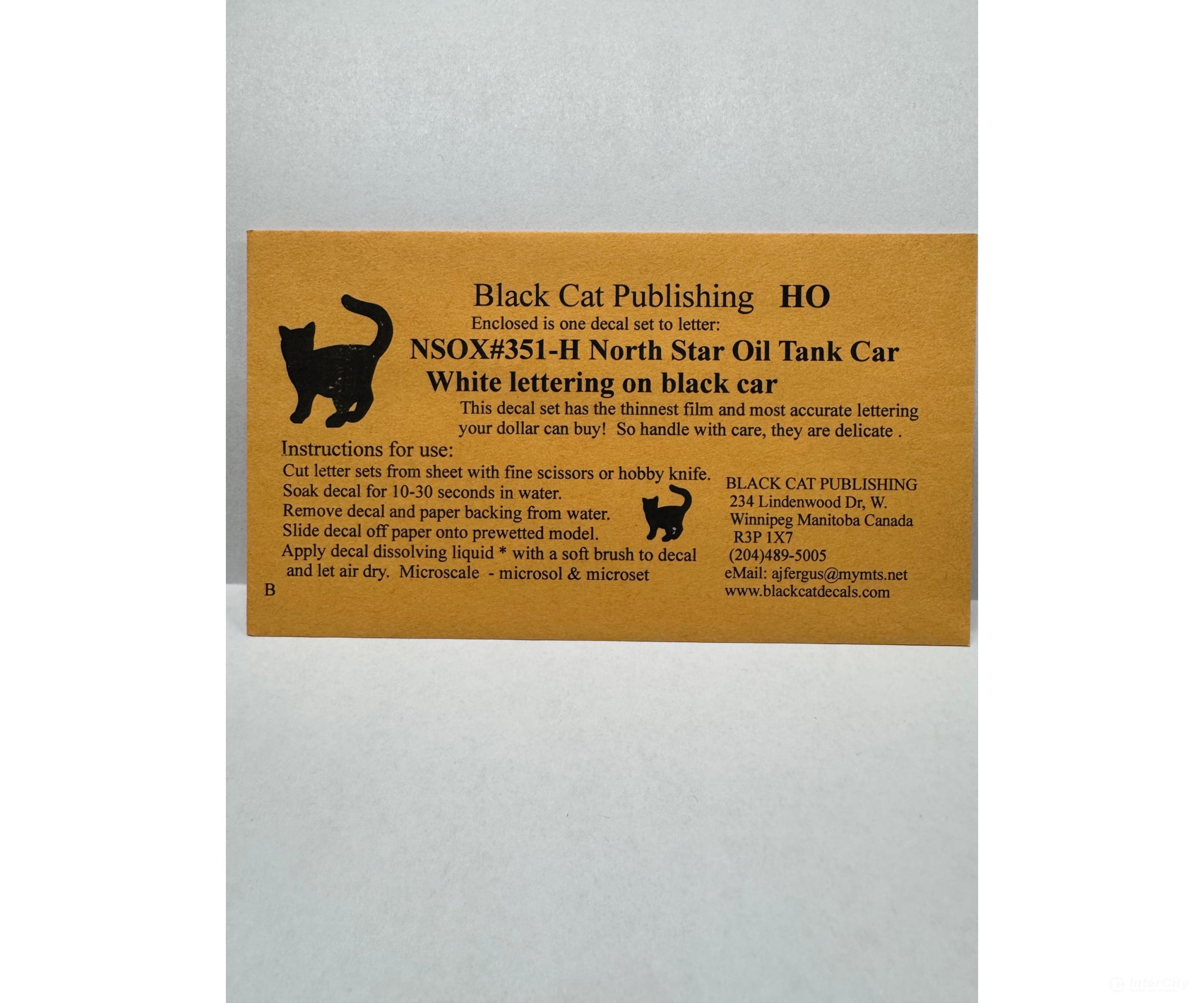 Black Cat Decals Nsox351-H Ho North Star Oil 8000 Gal. Tank Car