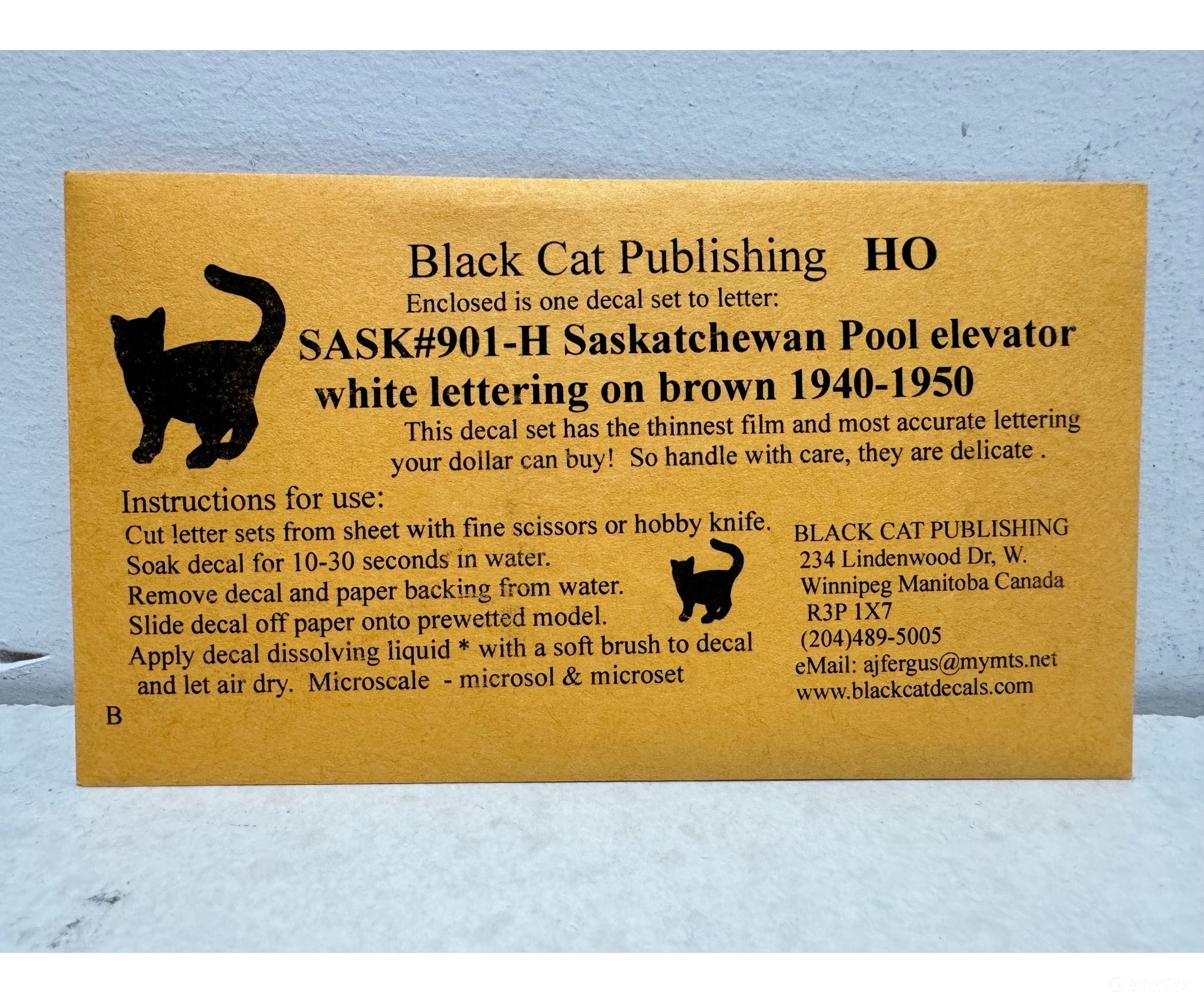 Black Cat Decals Sask901H Ho Sask. Pool Grain Elevator White Lettering