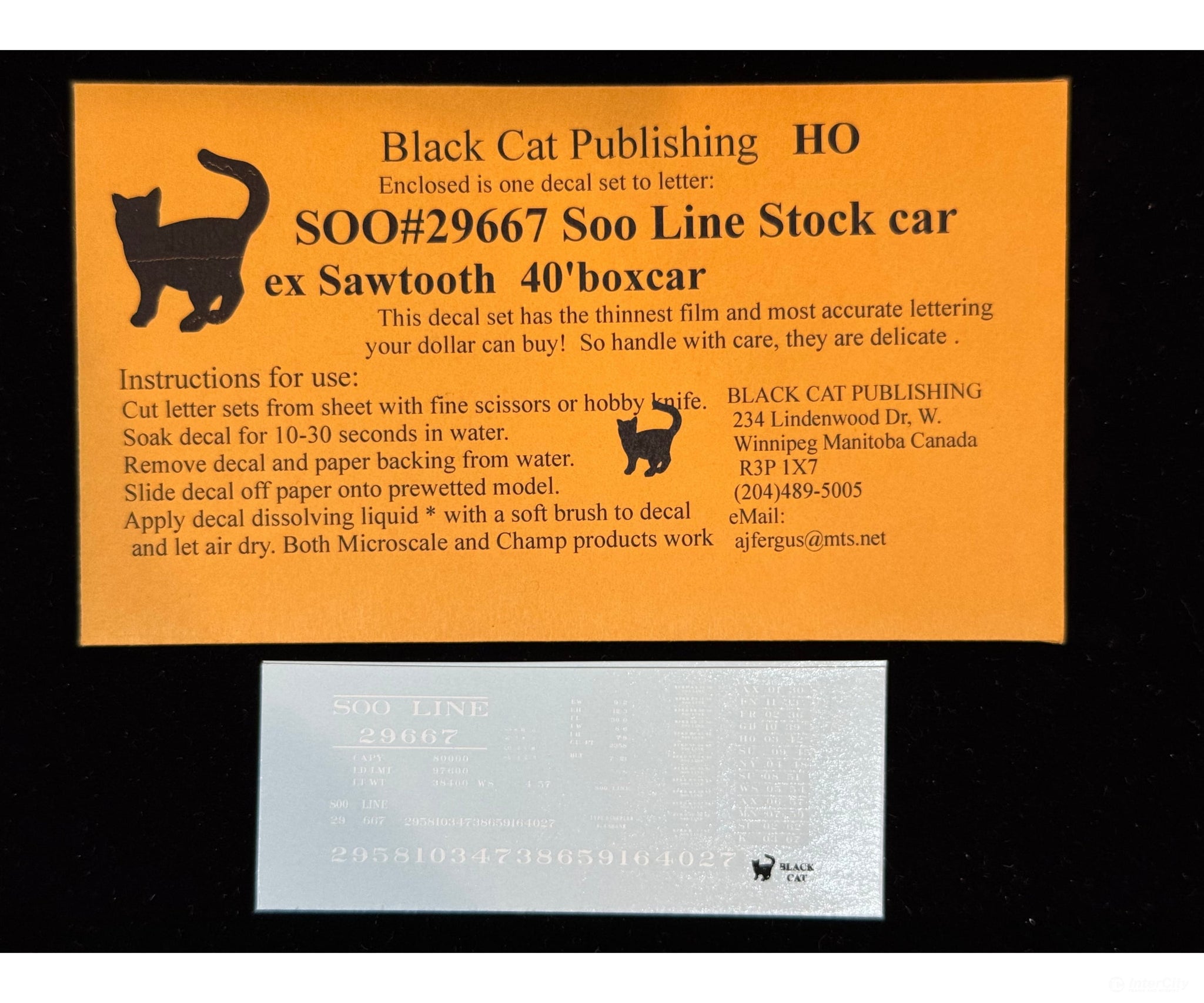 Black Cat Decals SOO29667 HO SOO Line Stock Car ex Sawtooth 40’ Boxcar - Decals