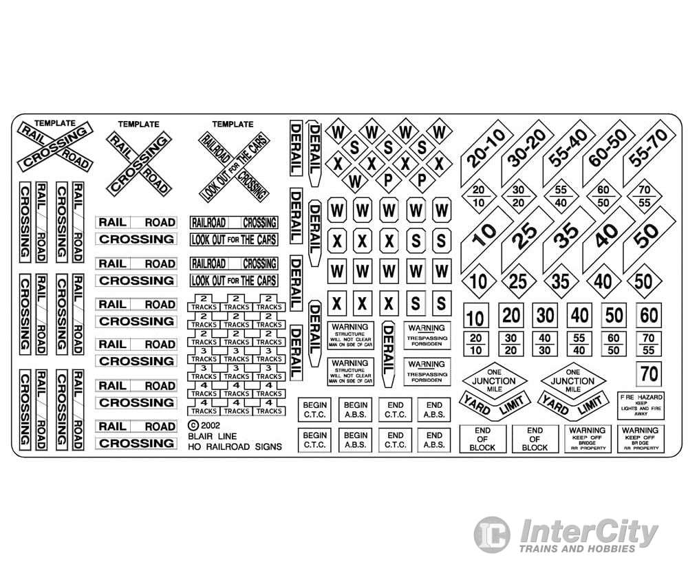 Blair Line 101 Highway Signs -- Railroad 1900-Present (Black White) Scenery Details