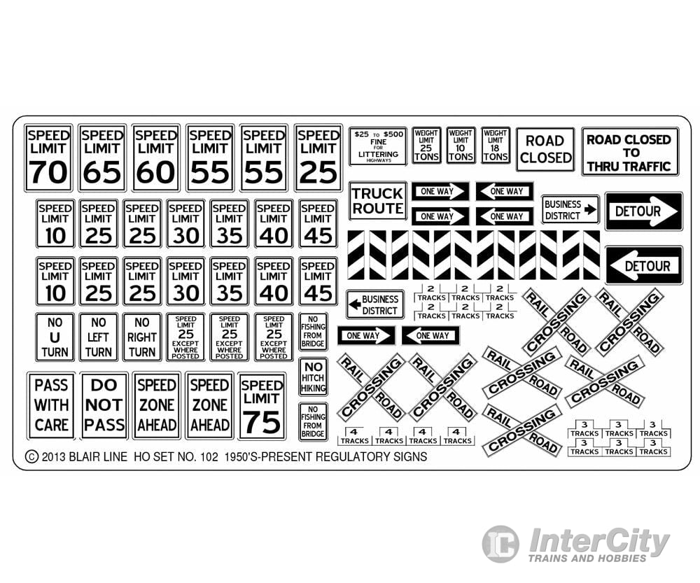Blair Line 102 Highway Signs -- Regulatory #1 1950S-Present (Black White) Scenery Details