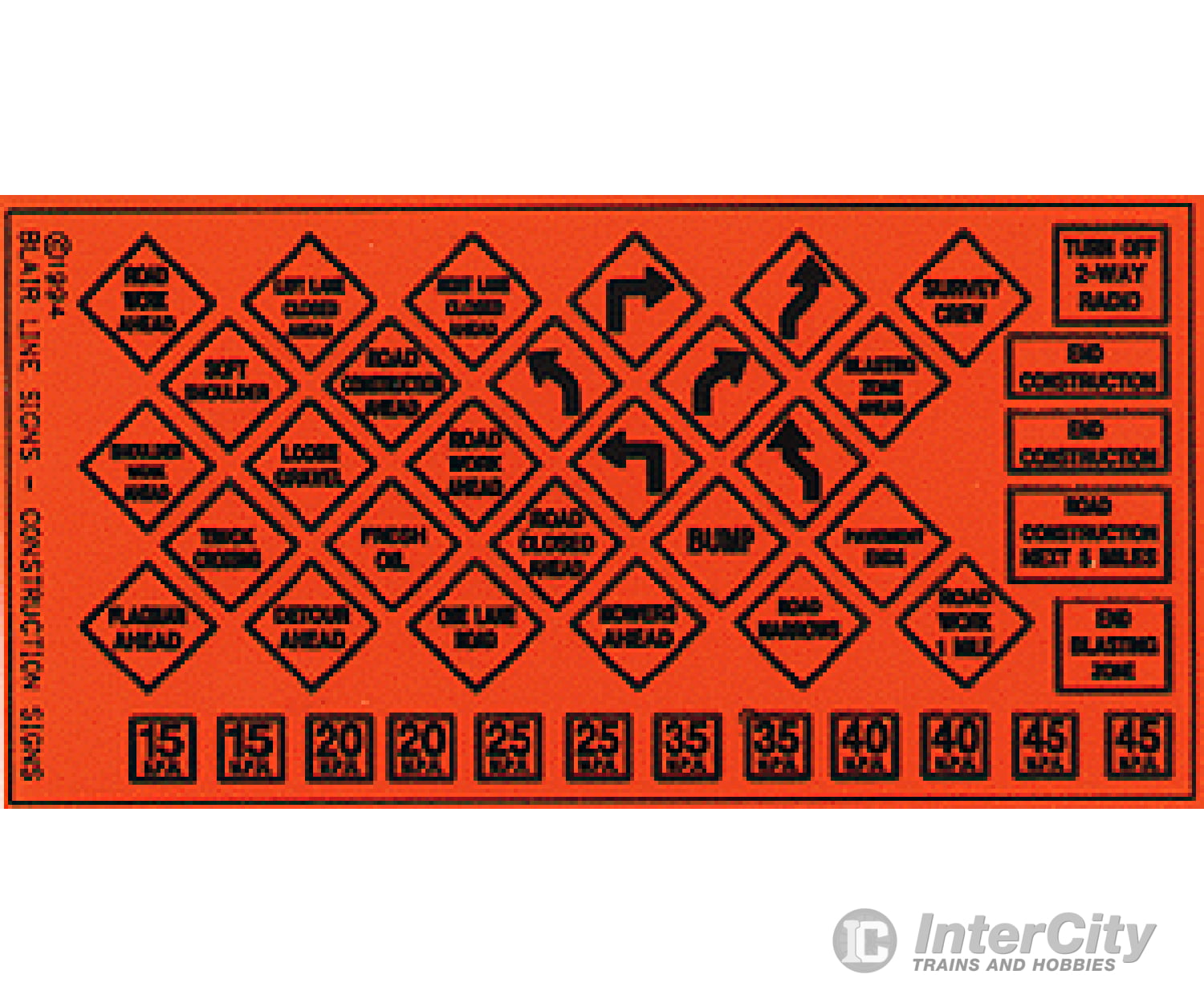 Blair Line 104 Highway Signs -- Construction 1950S-Present (Black Orange) Scenery Details