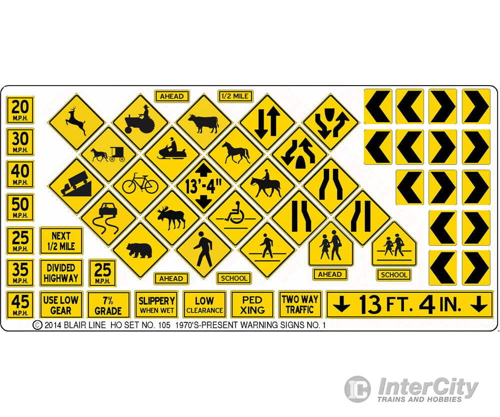 Blair Line 105 Highway Signs -- Warning #1 1971-Present (Black Yellow) Scenery Details