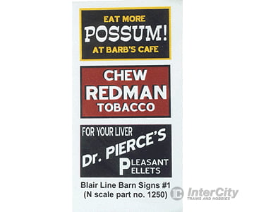 Blair Line 1250 Barn Sign Decals -- Set #1 - Eat More Possum Chew Redman Dr. Pierce