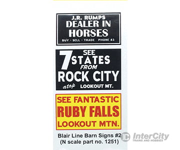 Blair Line 1251 Barn Sign Decals -- Set #2 - Dealer In Horses See Ruby Falls Rock City