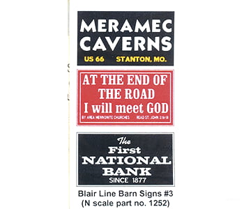 Blair Line 1252 Barn Sign Decals -- Set #3 - Meramac Caverns Will Meet God First National Bank