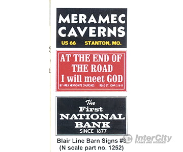 Blair Line 1252 Barn Sign Decals -- Set #3 - Meramac Caverns Will Meet God First National Bank