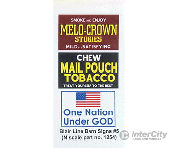 Blair Line 1254 Barn Sign Decals -- Set #5 - Melo Crown Stogies Mail Pouch One Nation