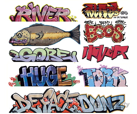 Blair Line 1256 Mega Set Modern Tagger Graffiti Decals -- #7 Pkg(9)