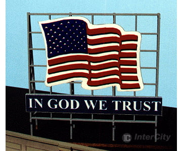Blair Line 1520 Laser-Cut Wood Billboards - Small For Z N & Ho -- Patriotic Us Flag Includes 4