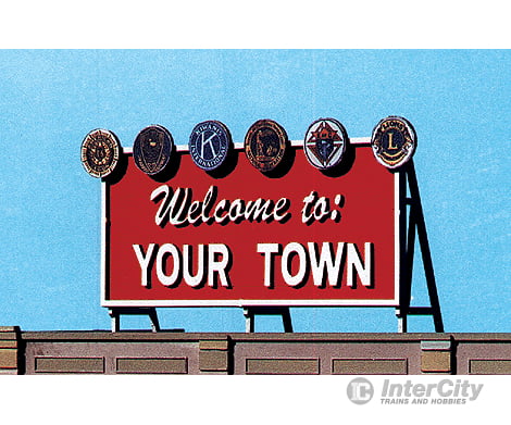 Blair Line 1528 Laser-Cut Wood Billboards - Small For Z N & Ho -- Welcome To Yourtown 2.1 X 1.25
