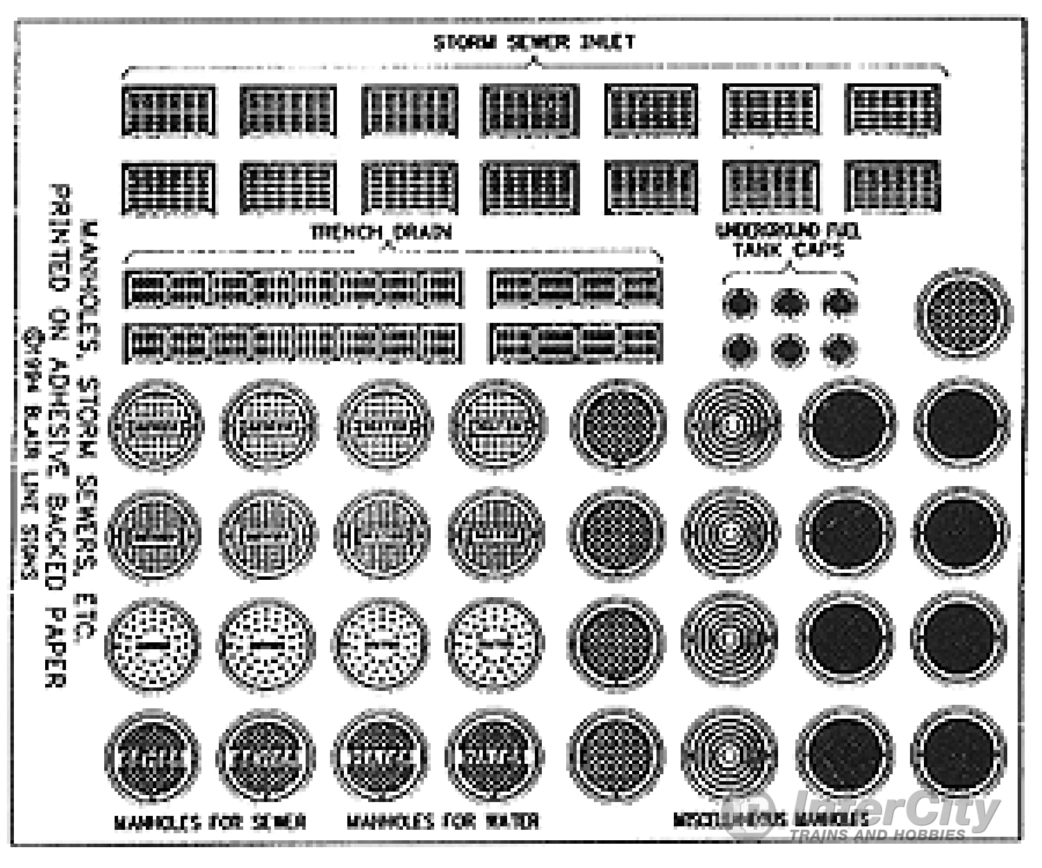 Blair Line 162 Manhole Covers & Storm Drains -- Printed On Adhesive Backed Paper Scenery Details