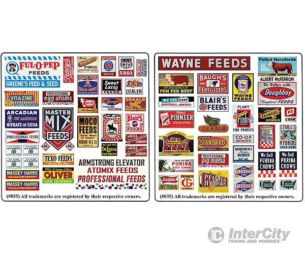 Blair Line 35 Printed Advertising Signs -- Vintage Feed & Seed Scenery Details