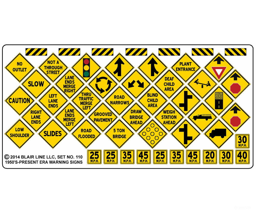 Blair Line 110 Highway Signs -- Warning #4 1948-Present (Black Yellow) Scenery Details