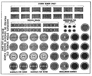 Blair Line 162 Manhole Covers & Storm Drains -- Printed On Adhesive Backed Paper Scenery Details