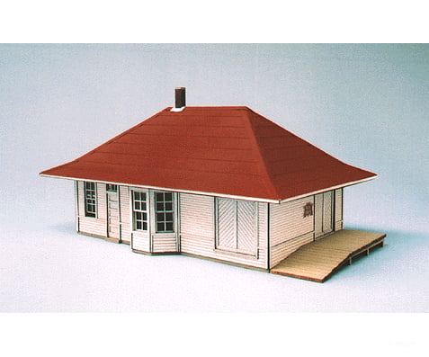 Blair Line 188 Leeton Depot (Laser-Cut Wood Kit) -- Main Building: 3-5/16 X 5-1/2 8.4 14Cm; Ramp: 1