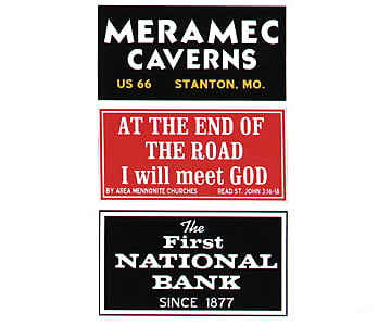 Blair Line 2252 Barn Sign Decals -- Set #3 - Meramec Caverns Will Meet God First National Bank