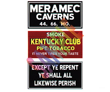 Blair Line 2253 Barn Sign Decals -- Set #4 - Meramac Caverns Except Ye Repent Kentucky Club