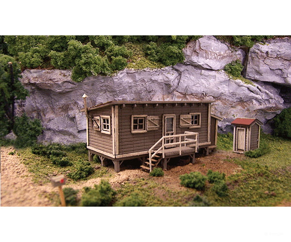 Blair Line 1000 Joes Cabin W/Outhouse -- Kit - Cabin: 2-3/8 X 1-1/4 Outhouse 3/8 Structures