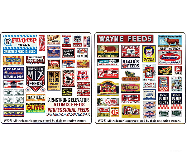 Blair Line 35 Printed Advertising Signs -- Vintage Feed & Seed Scenery Details
