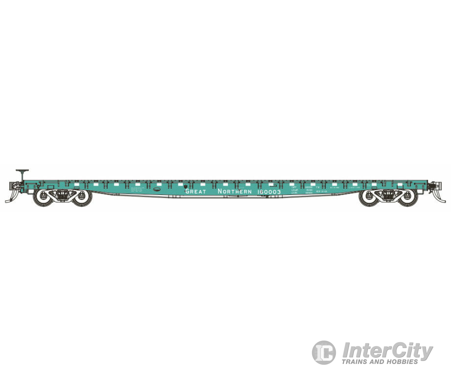 Blma Models N 17025 Gsc 60 Flatcar - Ready To Run -- Great Northern #160003 (Jade Green White)