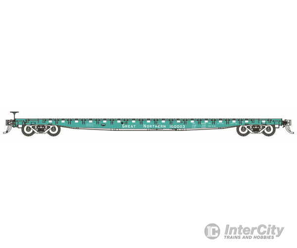 Blma Models N 17028 Gsc 60 Flatcar - Ready To Run -- Great Northern #160008 (Jade Green White)