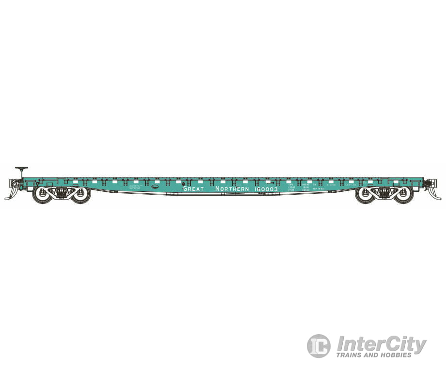 Blma Models N 17028 Gsc 60 Flatcar - Ready To Run -- Great Northern #160008 (Jade Green White)